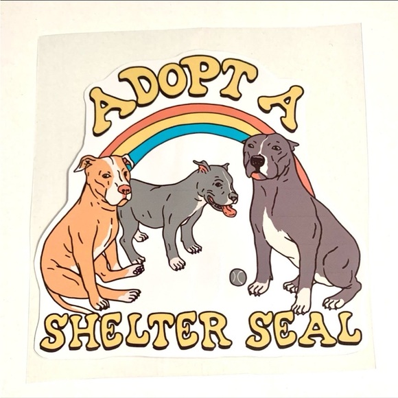 Large Decal Pit Bull Adopt A Shelter Seal, Cute Sticker for Car Truck Laptop - Picture 1 of 3